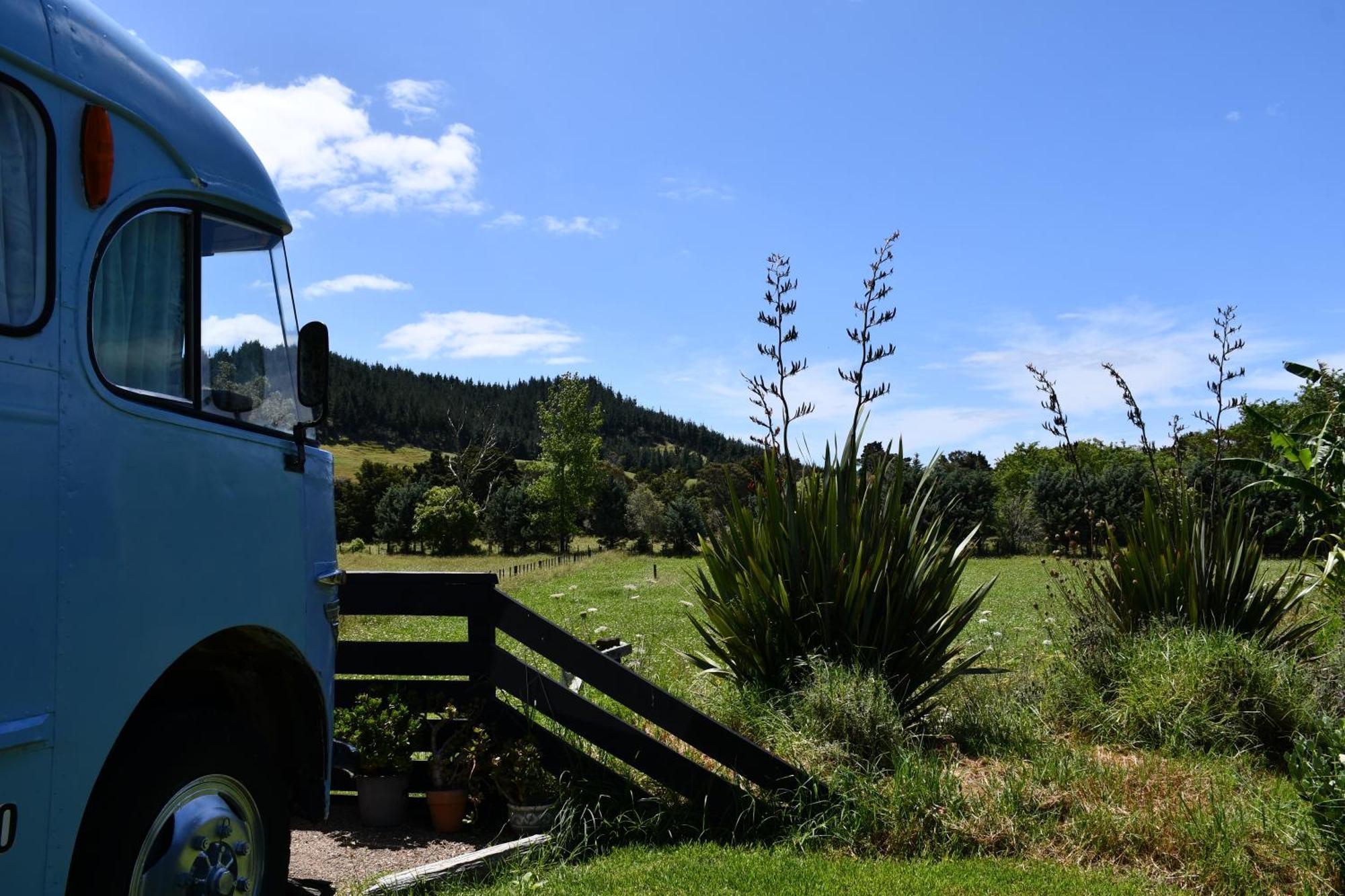 Evi The School Bus At Oromahoe Downs Farm Puketona Extérieur photo